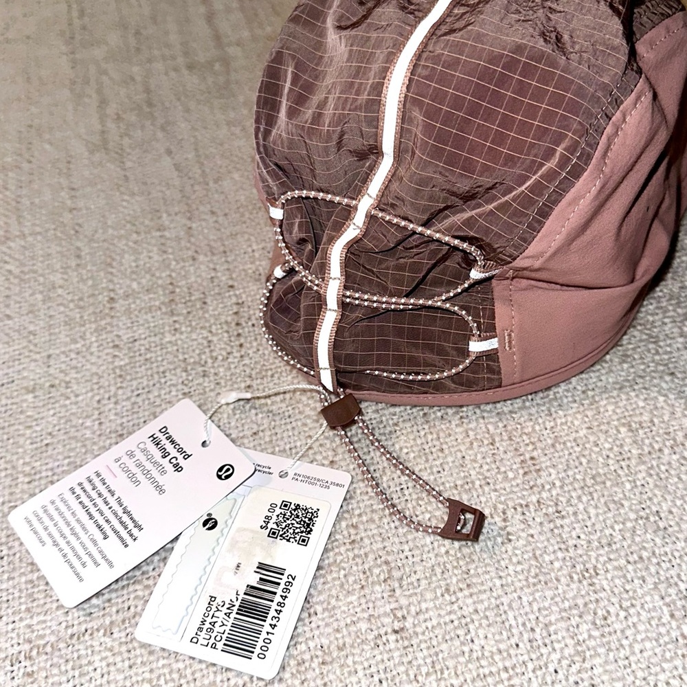 New LULULEMON Drawcord Hiking Cap Rose Pink Clay Hat Moisture Wicking Size S/M - Picture 8 of 16